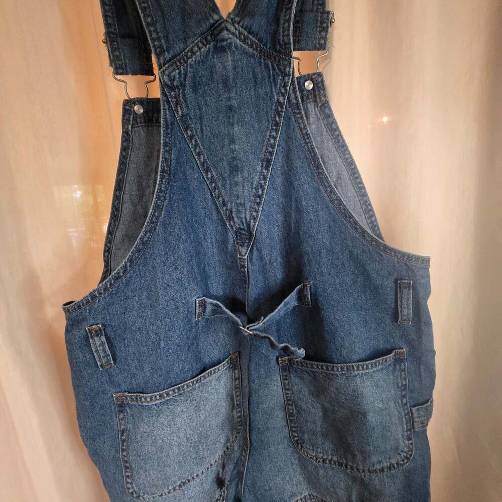 No Boundaries JUNIOR'S DENIM BIB OVERALL Carpenter SHORT Relaxed Fit M 7-9 - Picture 4 of 5